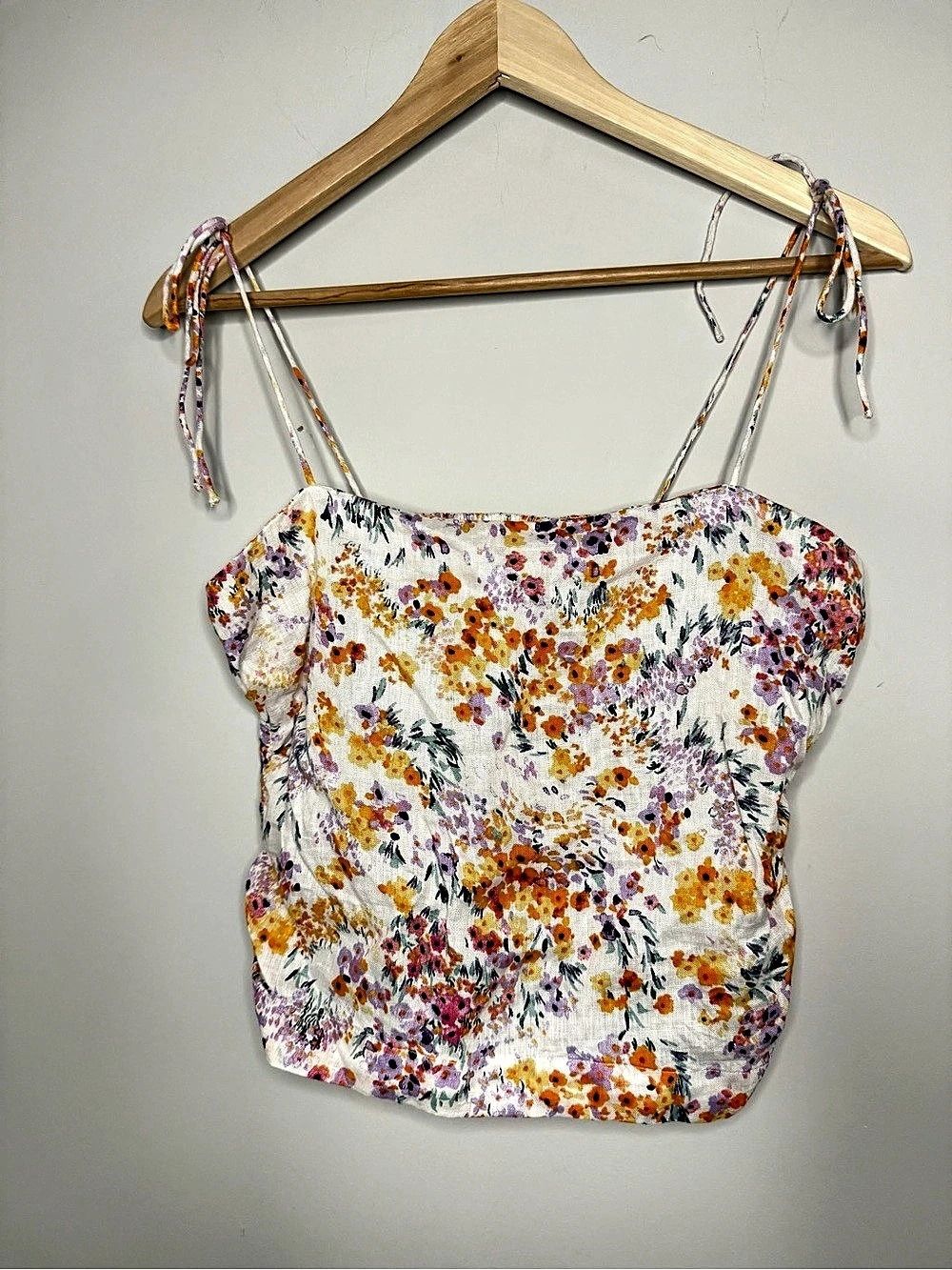 H&M Floral Strappy Camisole Tank in White & Orange size M